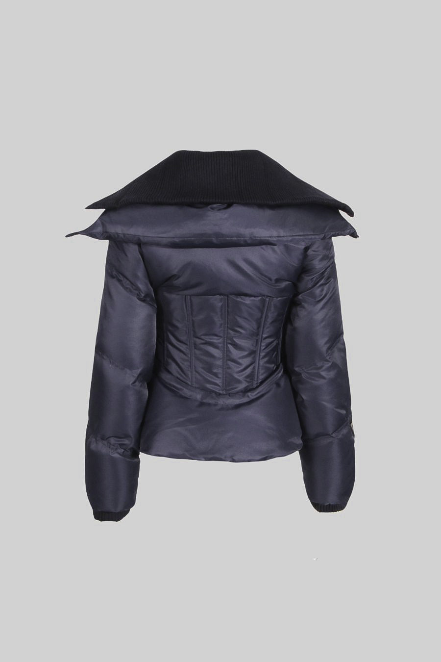 Contemporary Jacket With Double Collar Design - Black