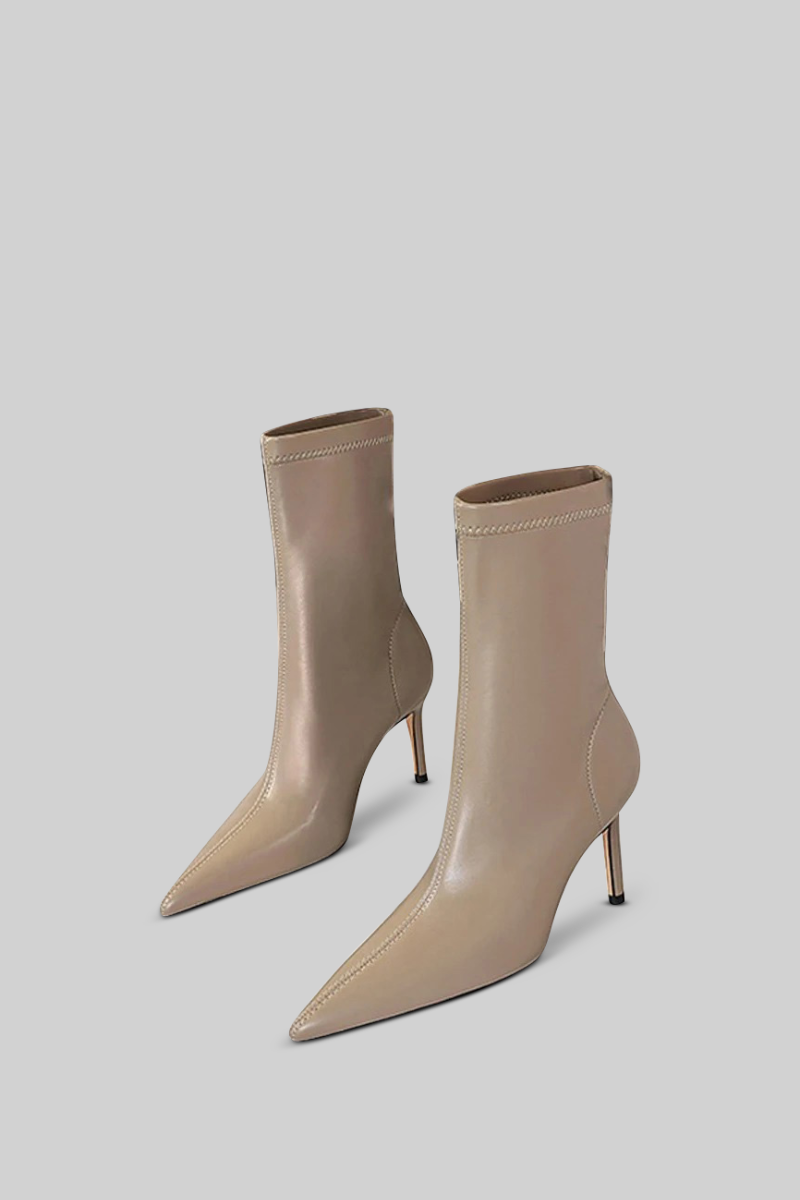 Ankle stiletto boots - Beige