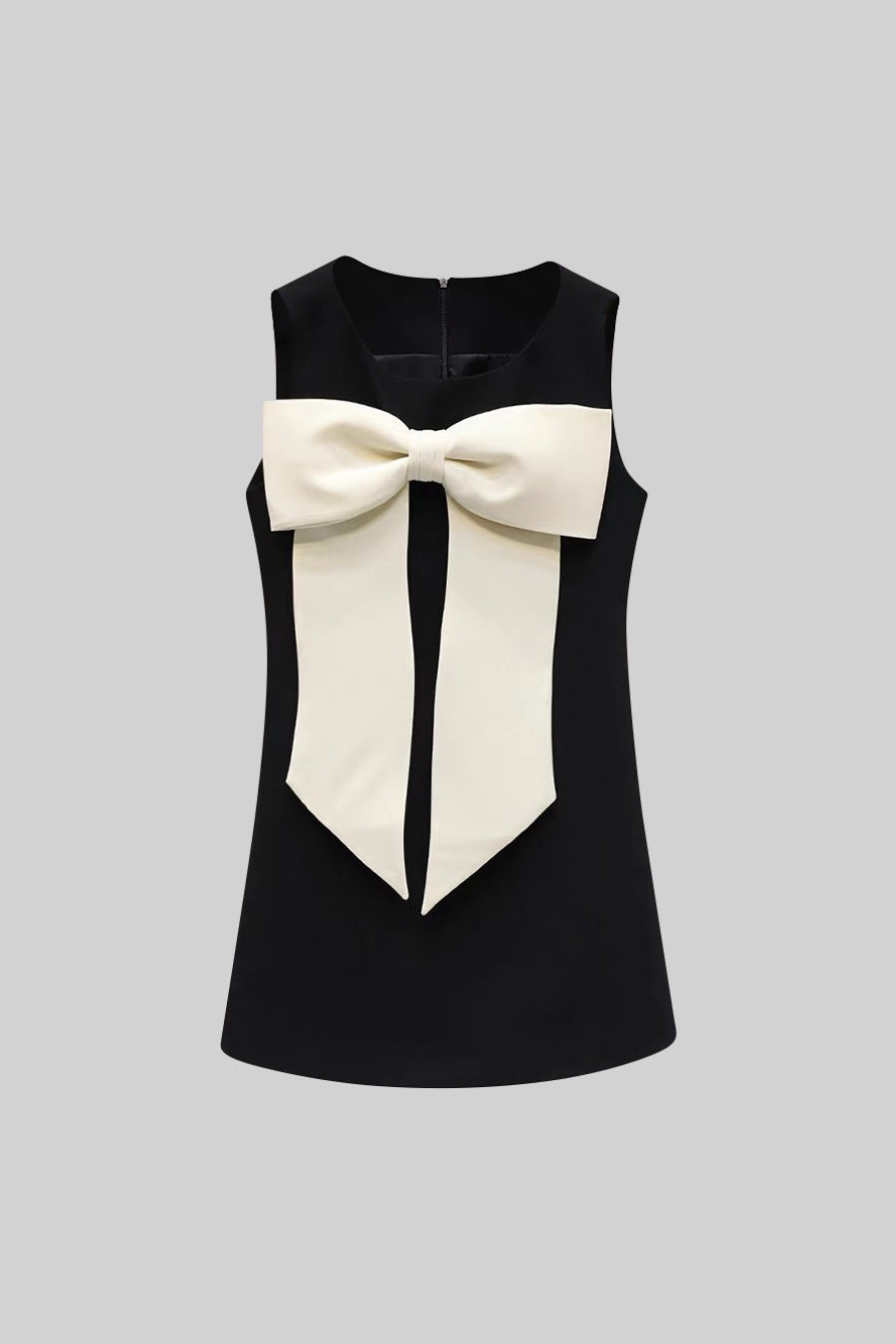 Sleeveless Massive Ribbon Mini Dress - Black