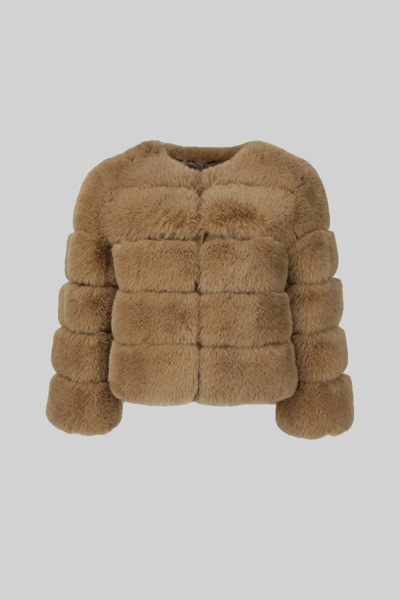 Faux Fur Jacket - Brown