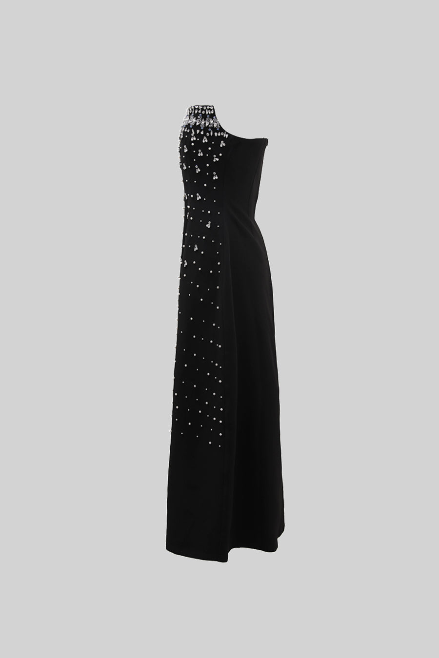 Sleeveless Fitted Dress With Diamond Embellishments - Black