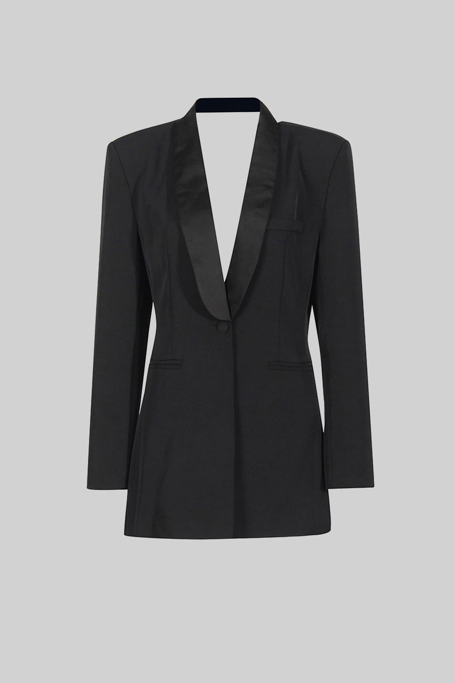 Elegant rygfri blazer med sjal krave - sort