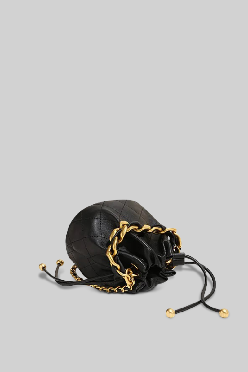 Fancy Pouch hand-bag with chains - Gold&Black