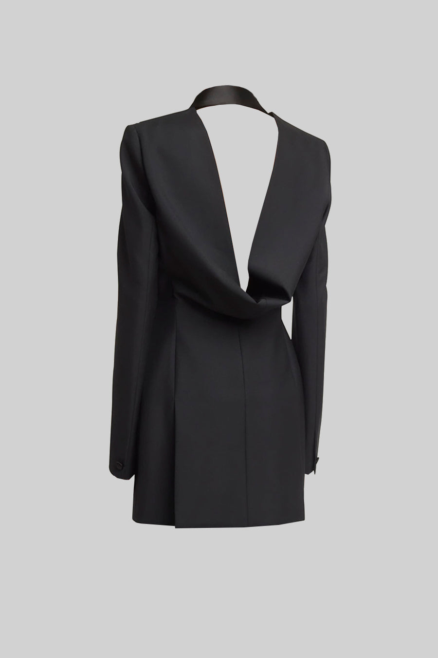 Elegant Backless Blazer With Shawl Collar - Black