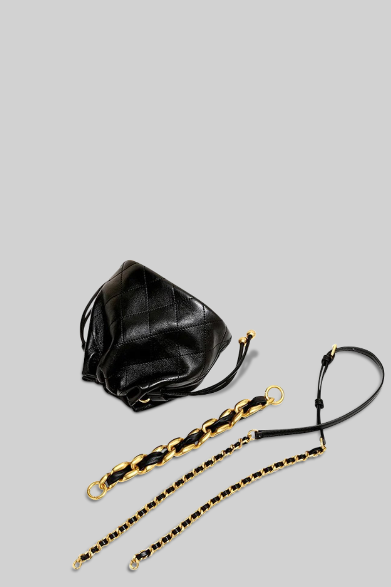 Fancy Pouch hand-bag with chains - Gold&Black