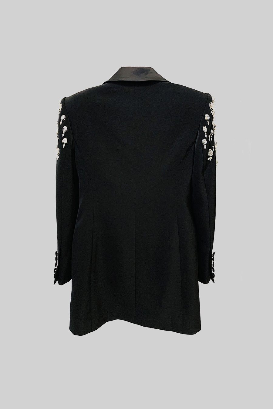 Elegant blazer med diamant pyntet skuldre - sort