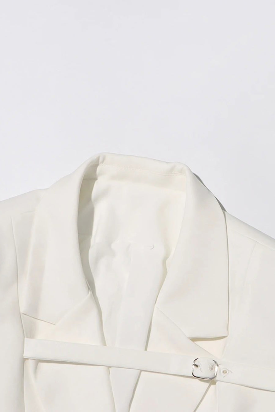 Tailored Blazer With Chest-Crossing Strap - White