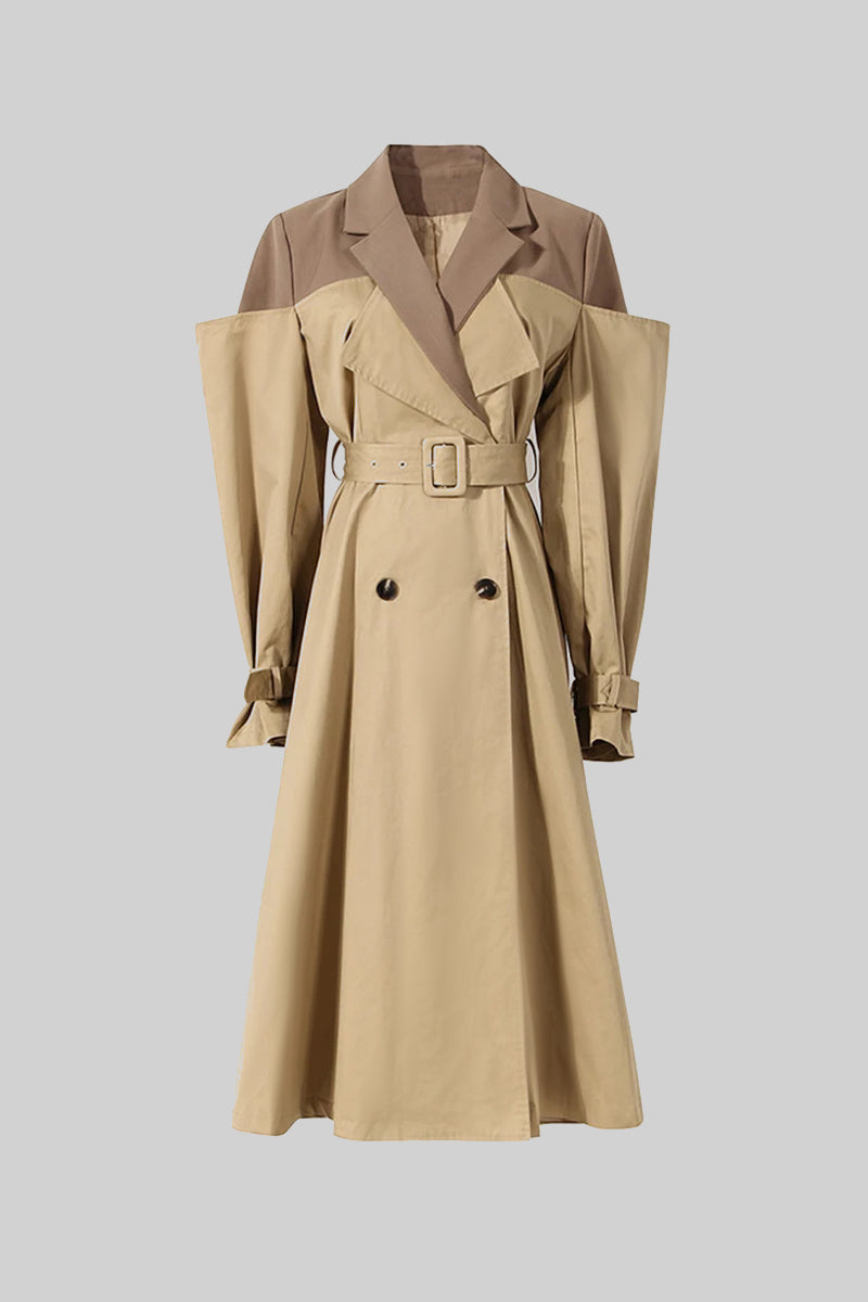 Double Combined Trench Coat - Nude