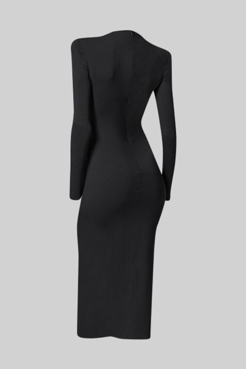 Hourglass Midi Dress with Corset - Black