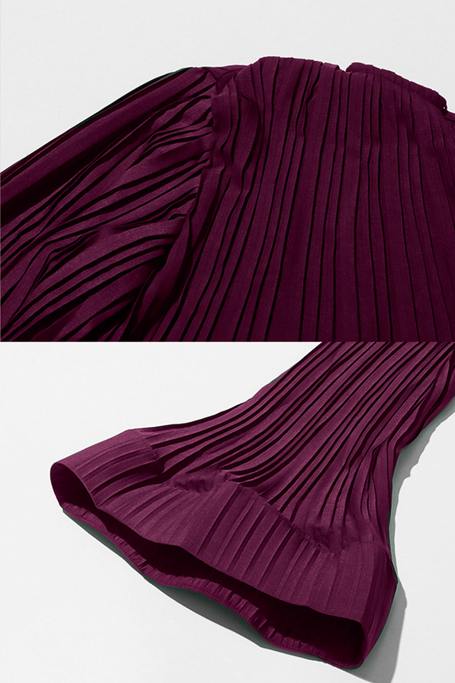 Elegant Ensemble With Pleated Top And Maxi Skirt - Burgundy