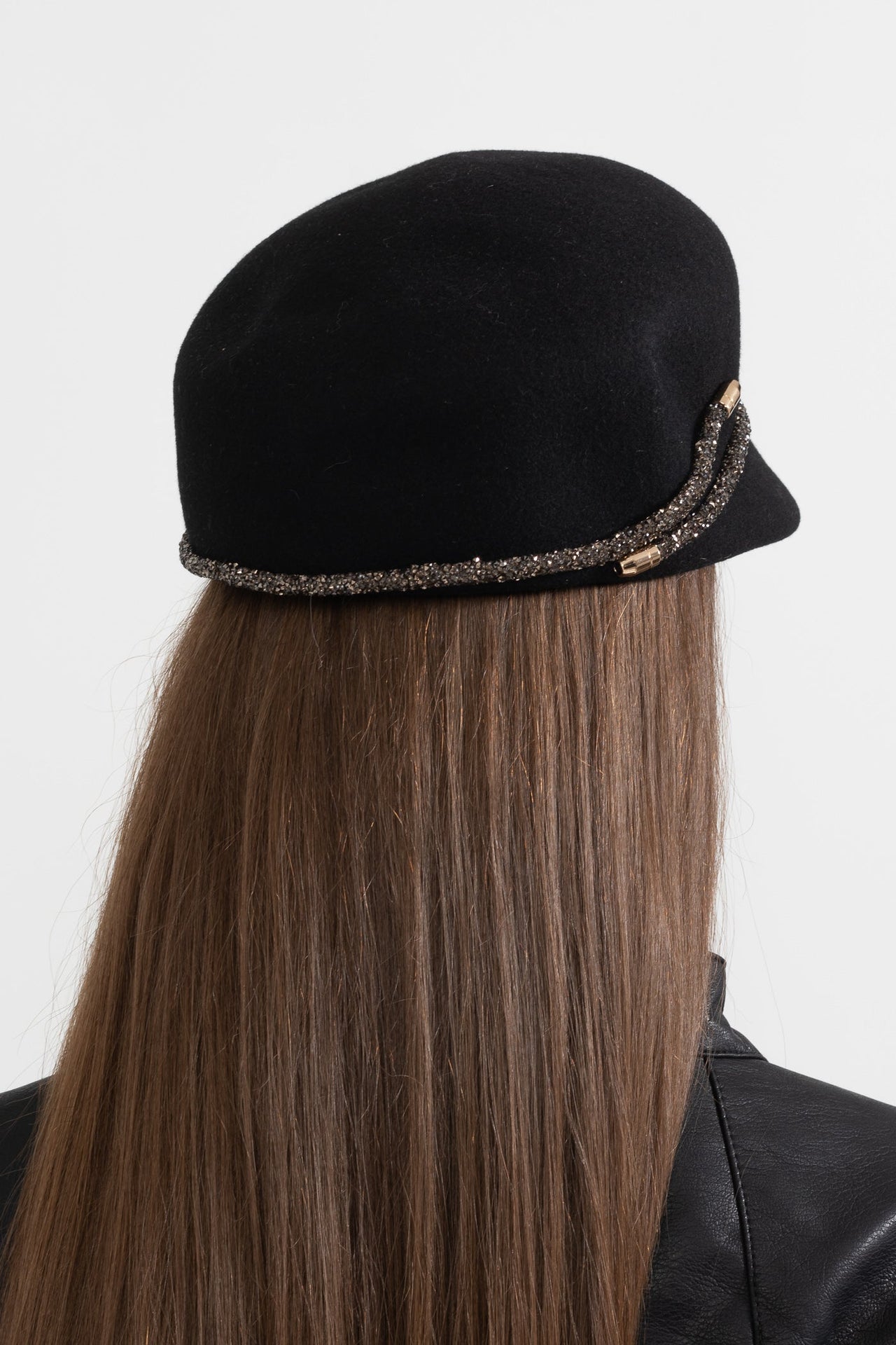 Short Brim Hat With Wrapped Detail - Black