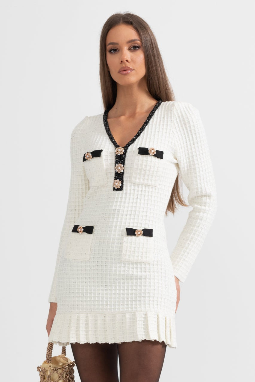 Textured Pattern Knit Dress - Ivoire