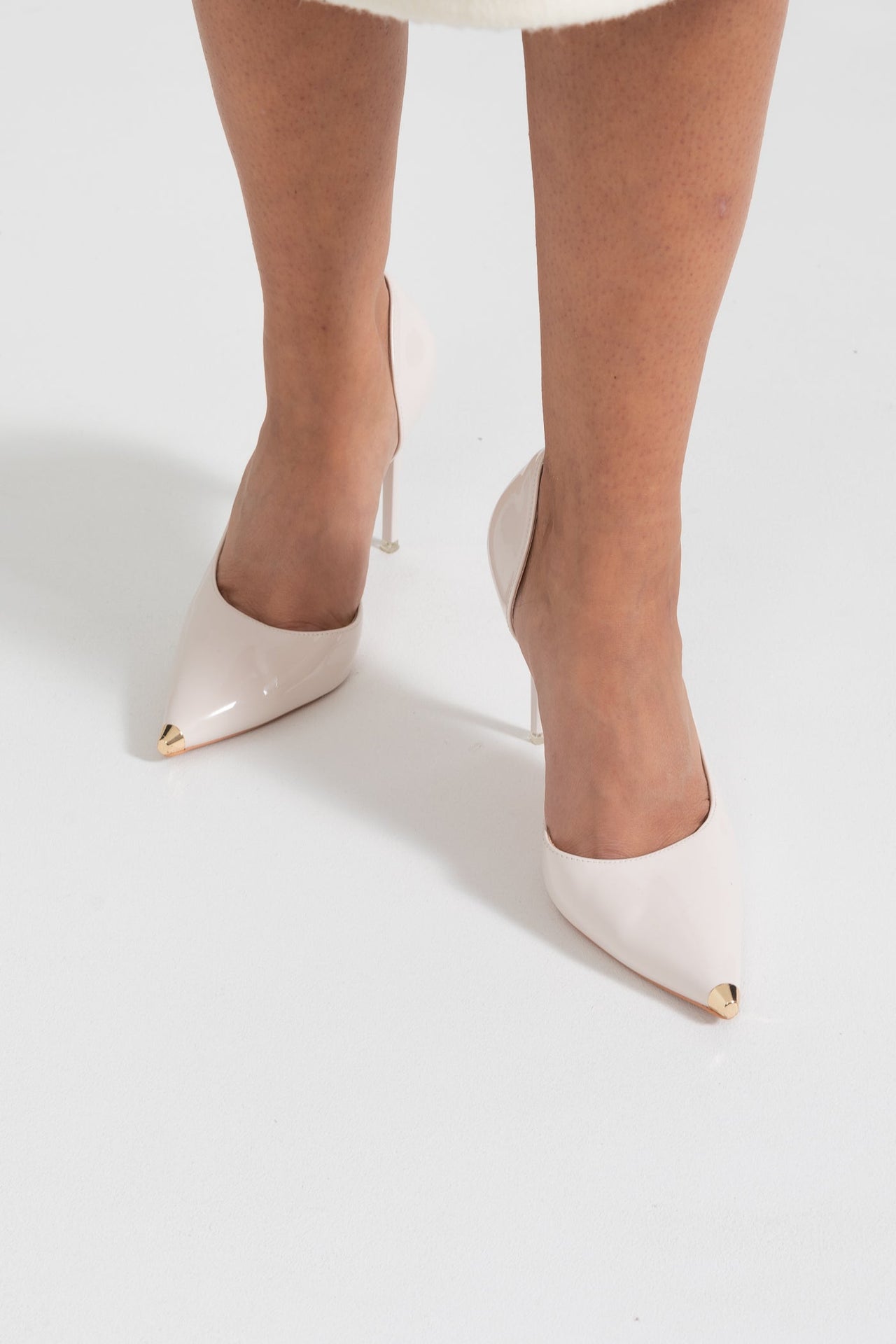 Asymmetric Stiletto Pumps - Light Beige