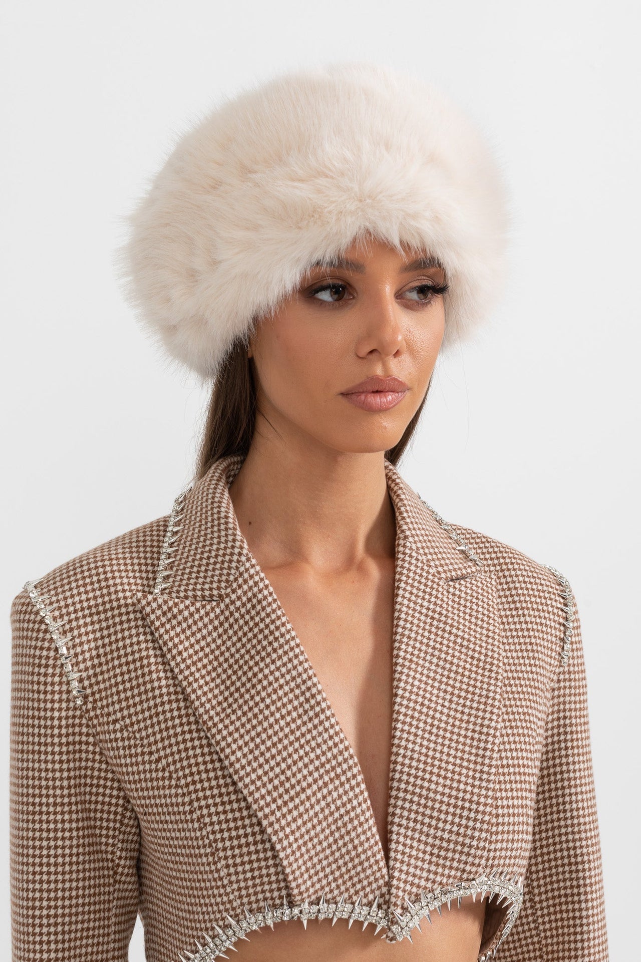 Furry Hat With Wide Brim - Ivoire