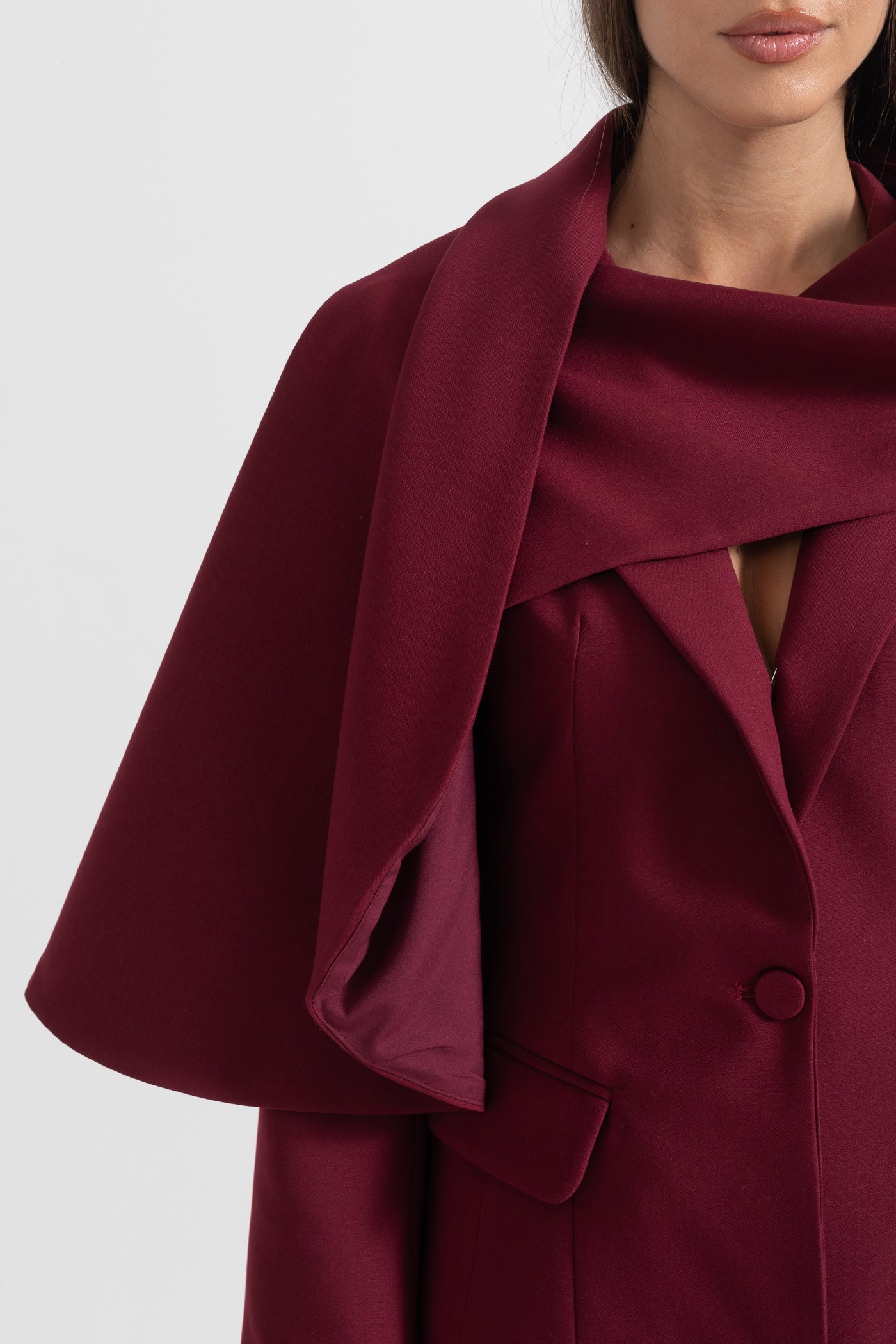 Ariana | Modern Blazer with Asymmetrical Draped Scarf