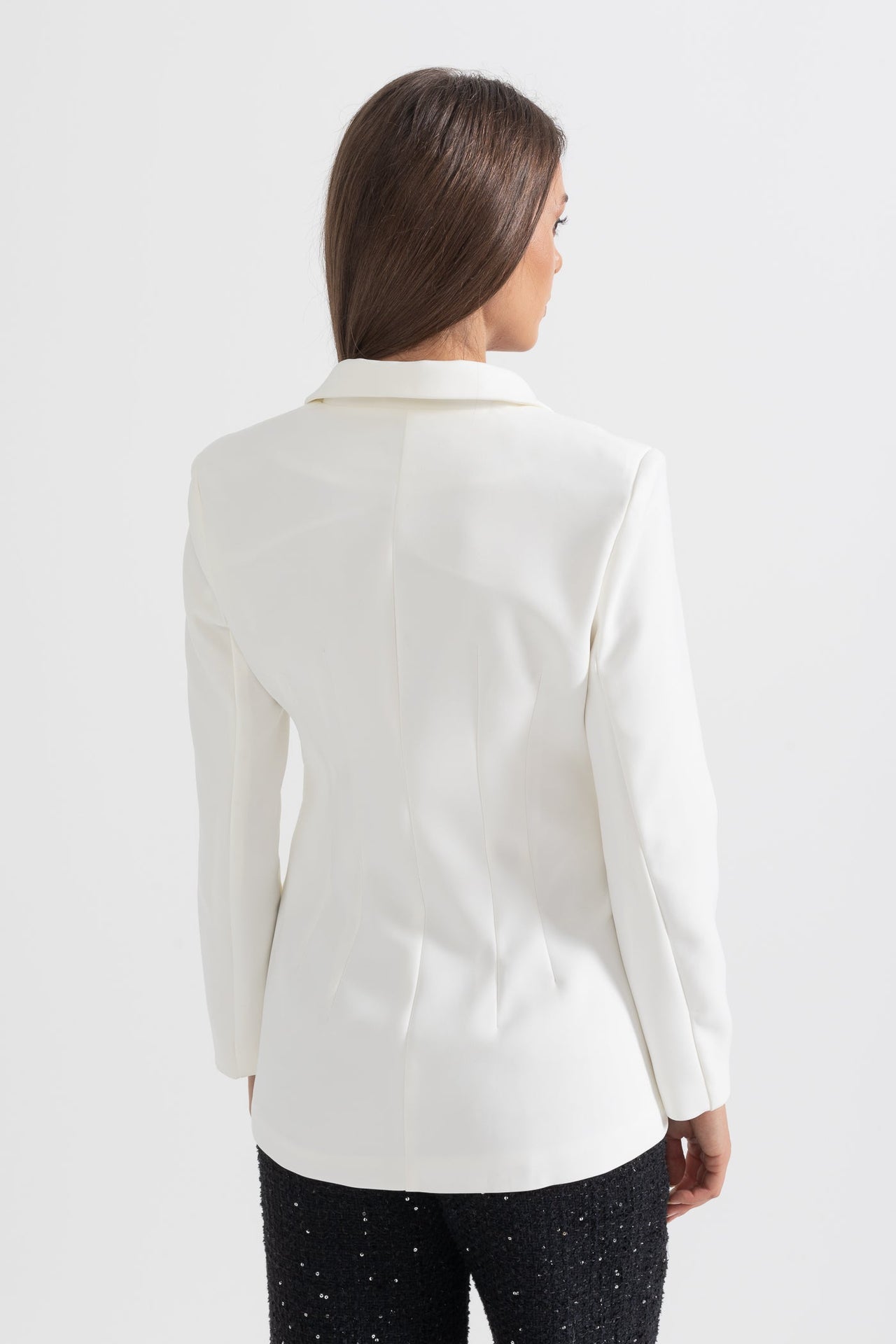 Tailored Blazer With Chest-Crossing Strap - White