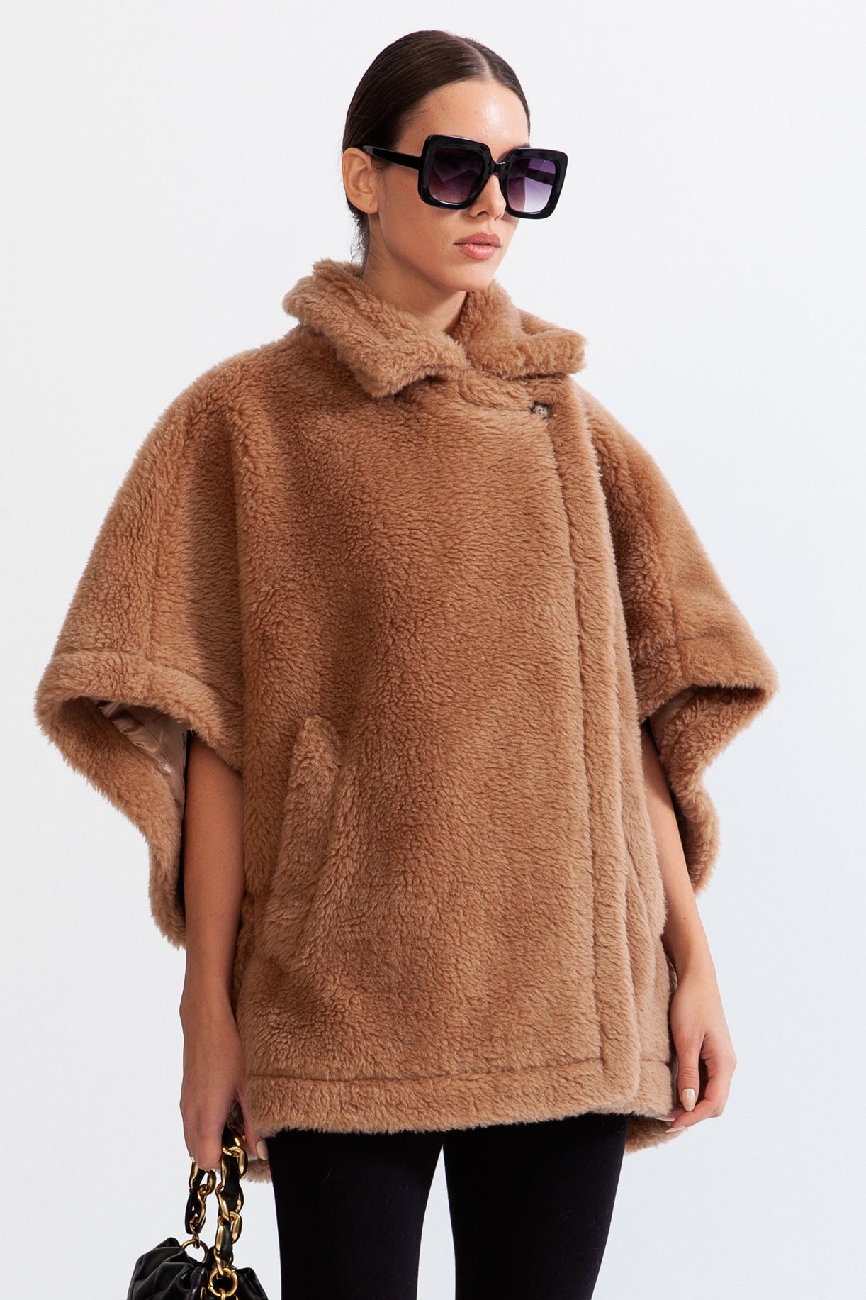 Teddy Bear Coat med Alpaca & Wool Blend - Brown