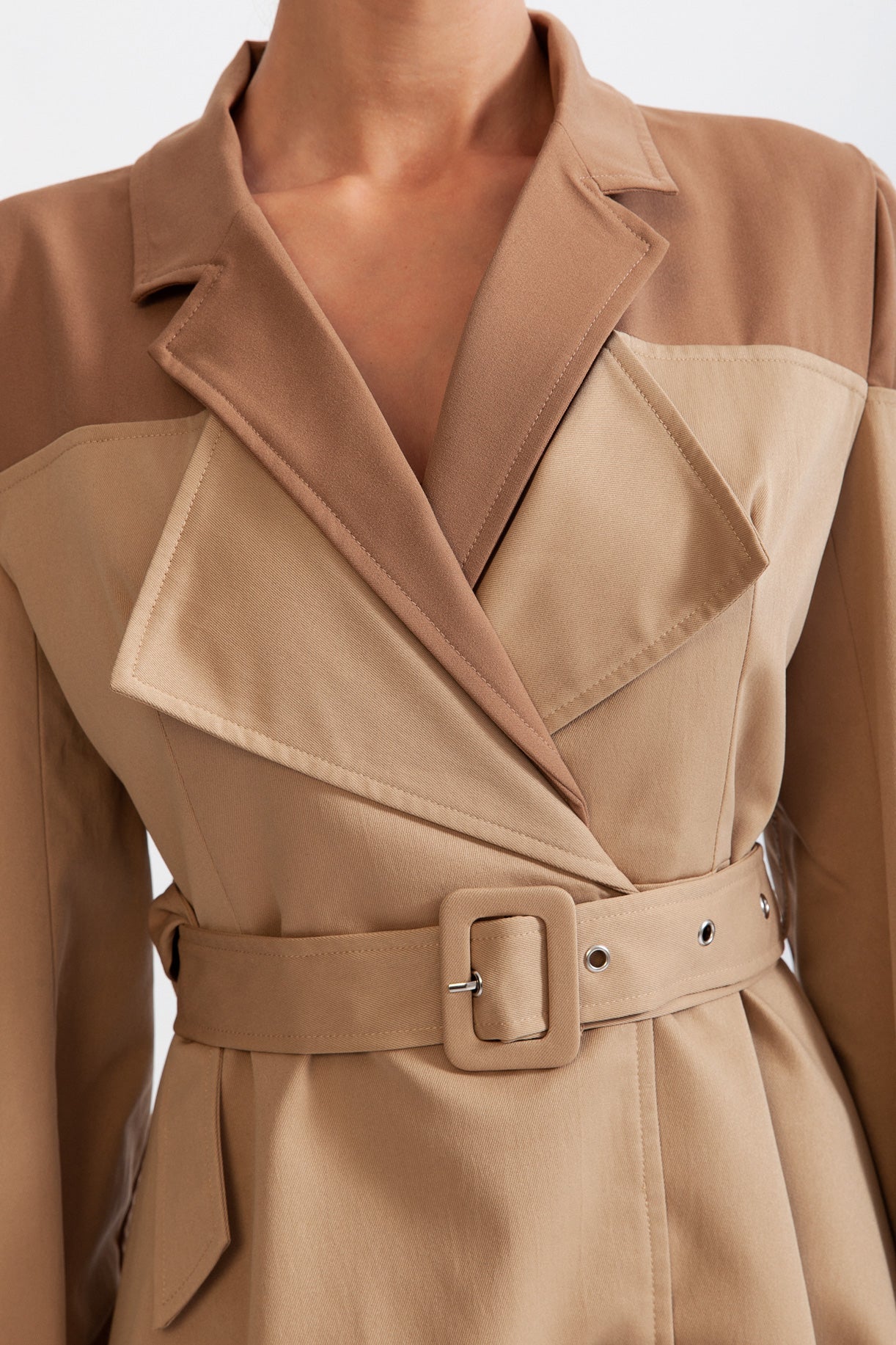 Double Combined Trench Coat - Nude