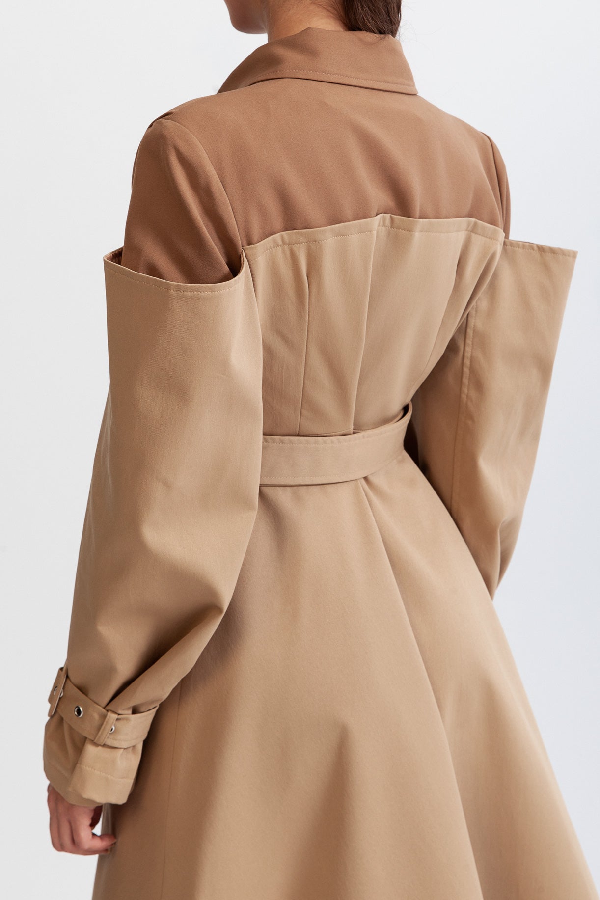 Double Combined Trench Coat - Nude