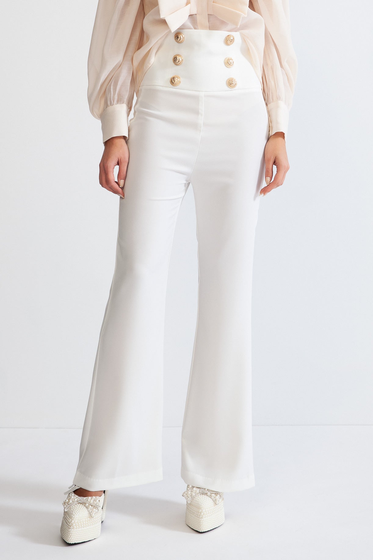 Double Breasted High waisted trousers - White