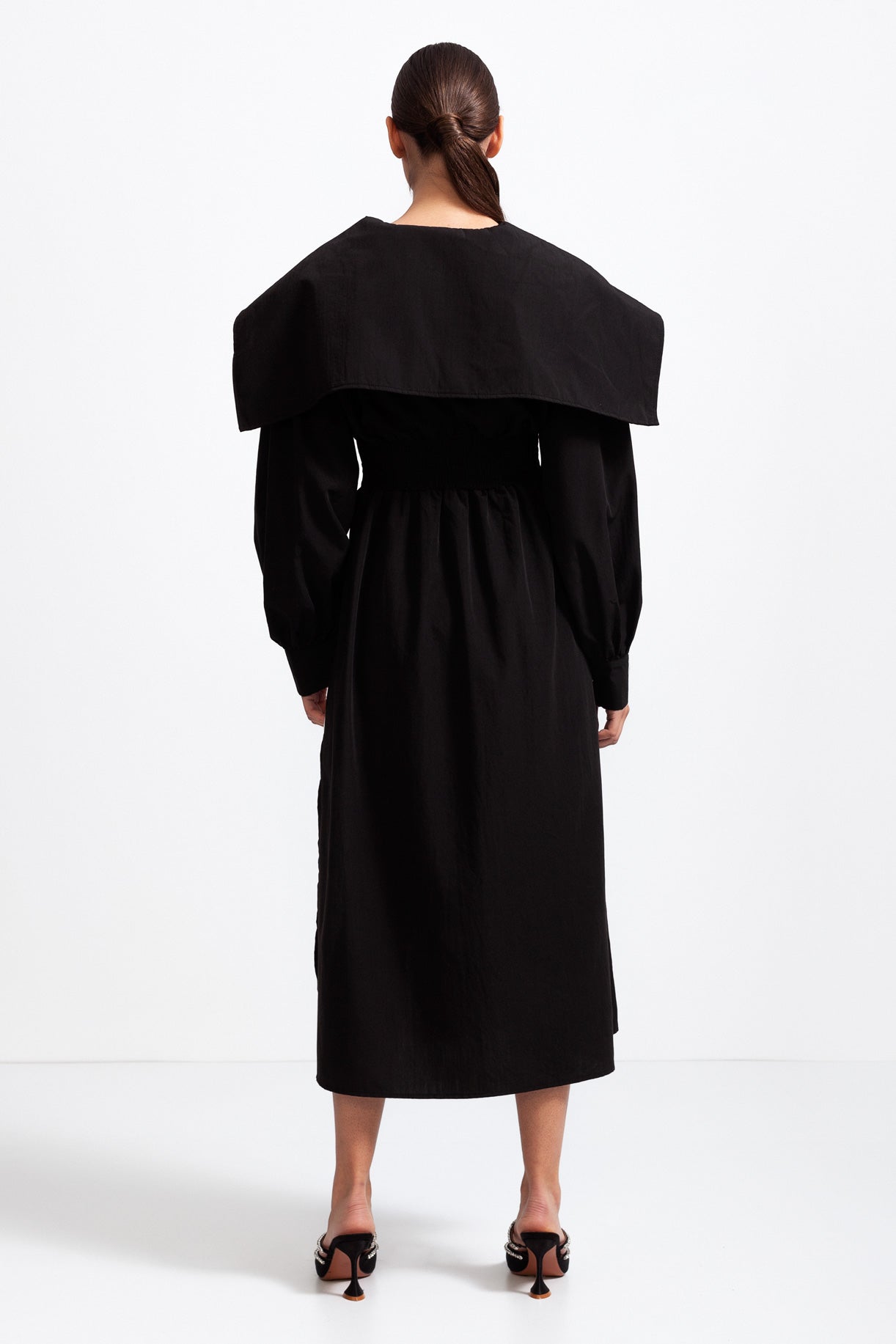 Asymmetrical Shirt with Massive Lapels - Black