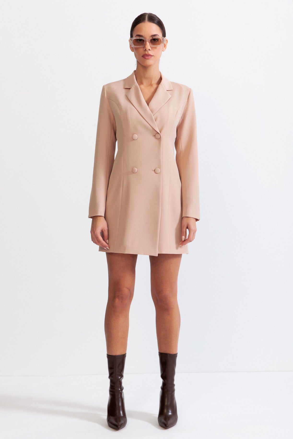 Long jacket with overlapping corset detail - Light Pink