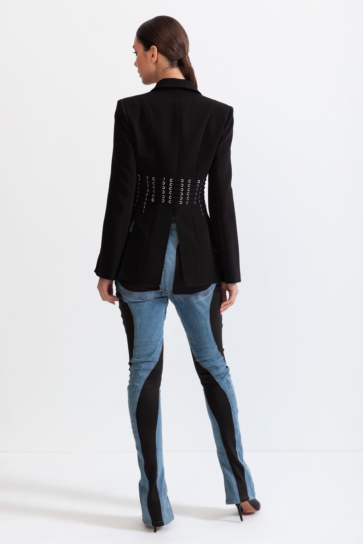 Corset jacket with fringe details - Black