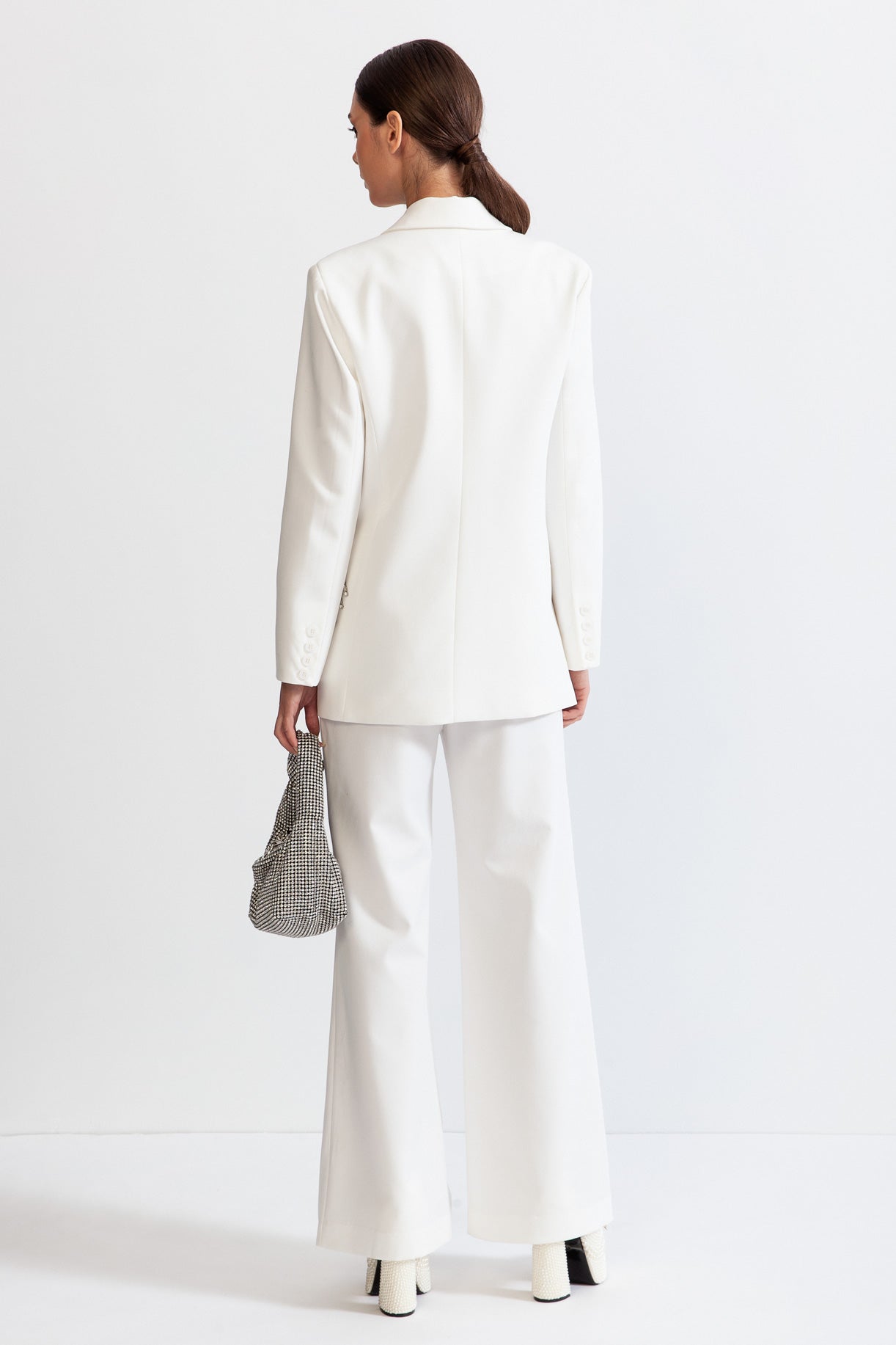 Jewel Co-Ord with Trousers and Jacket - White