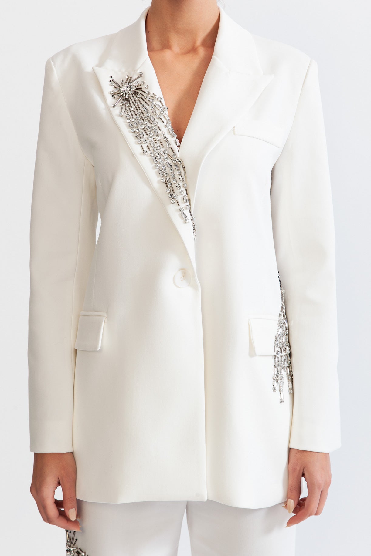 Jewel Co-Ord with Trousers and Jacket - White