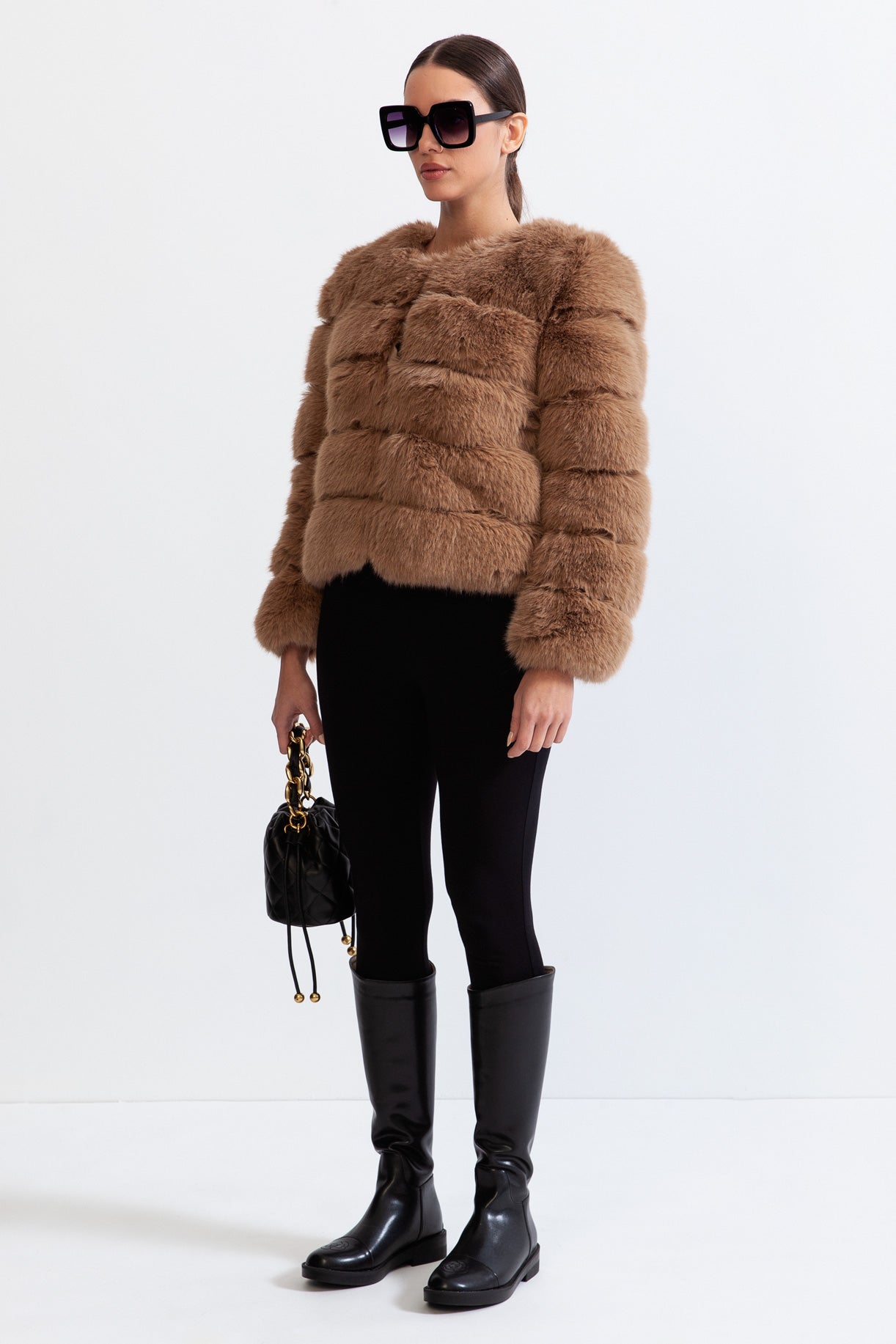 Faux Fur Jacket - Brown