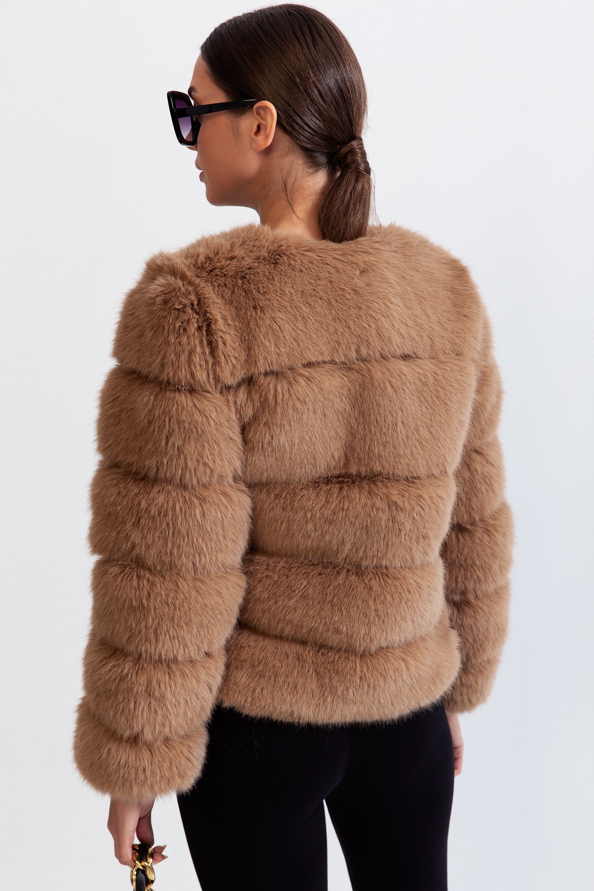 Faux Fur Jacket - Brown