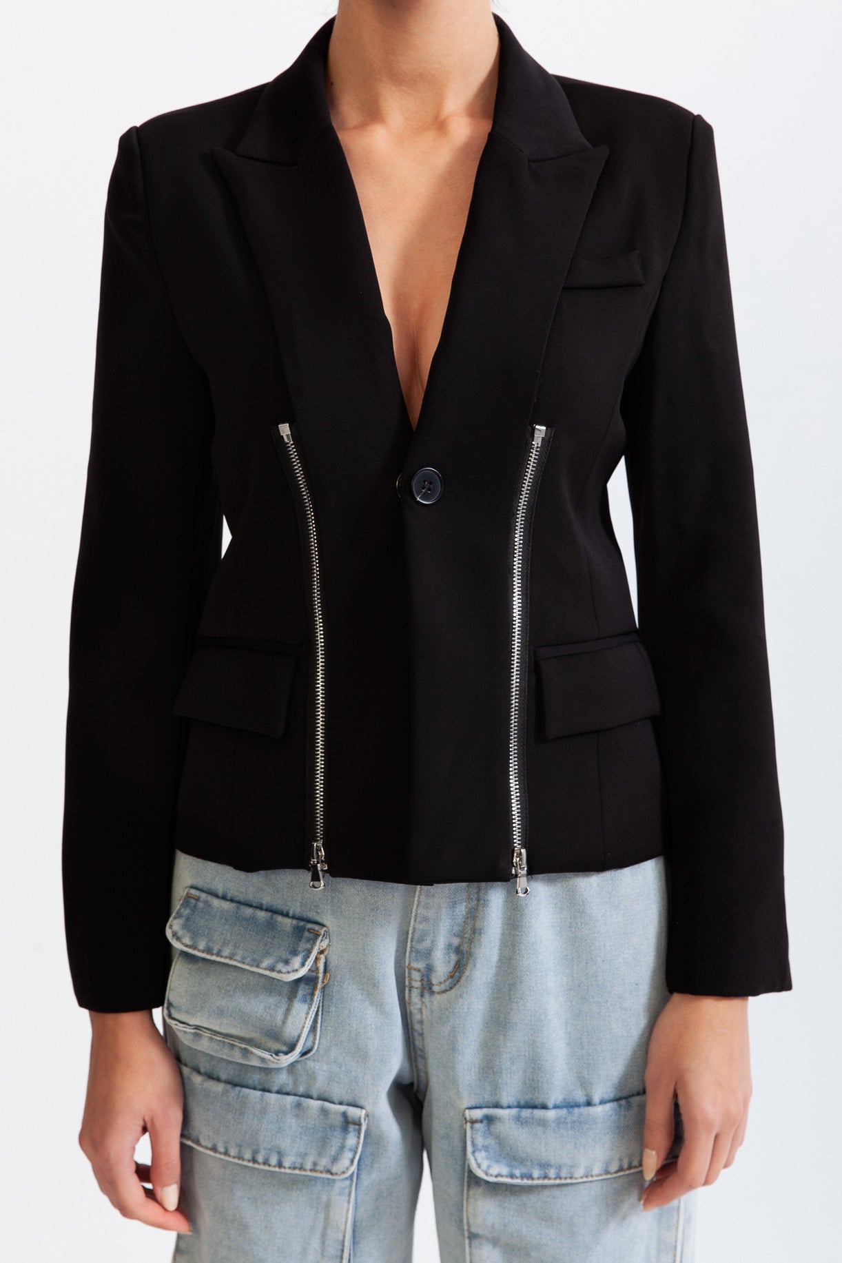 Fitted zipper jacket - Black