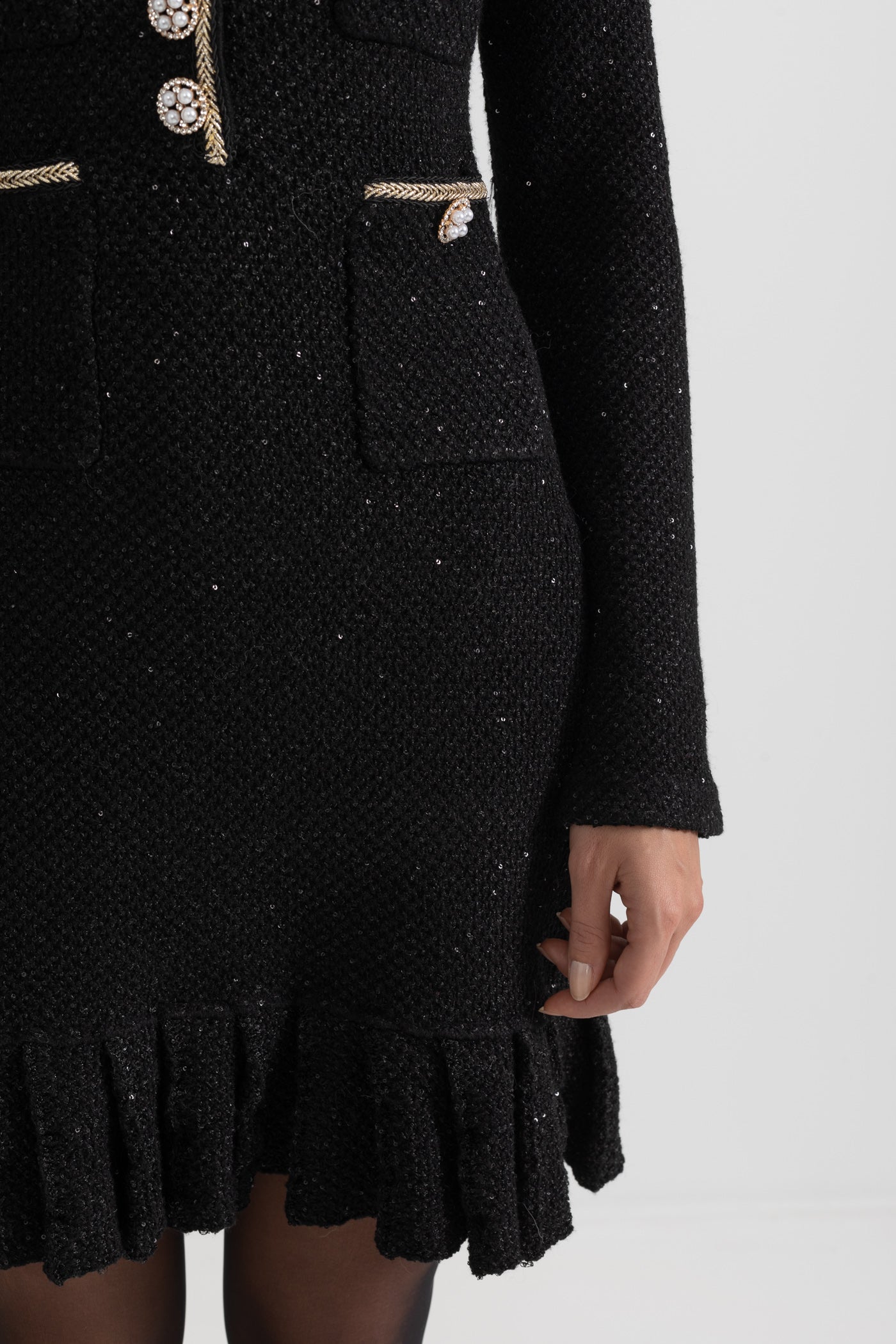 Knit textured dress - Black