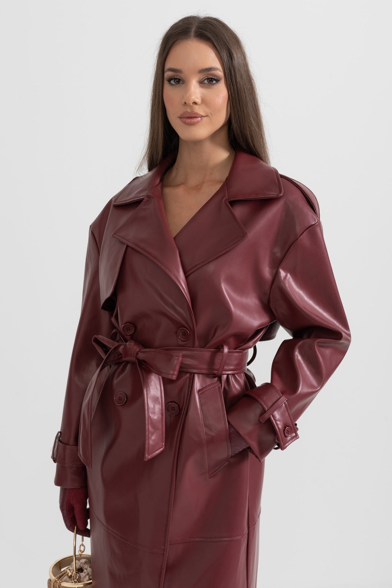 Ariana | Vegan Leather Trench Coat