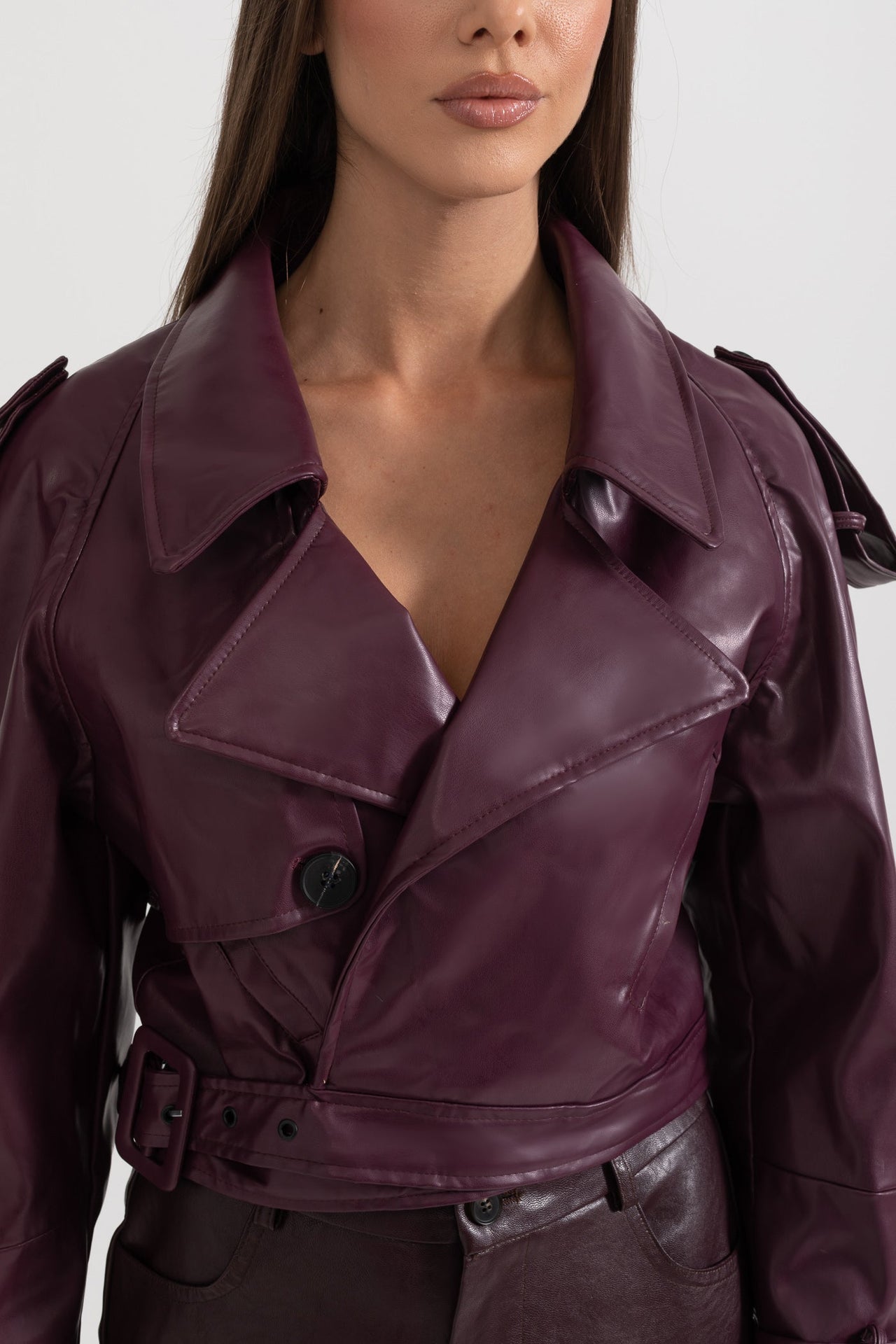 Ariana | Double Breasted Vegan Leather Jacket