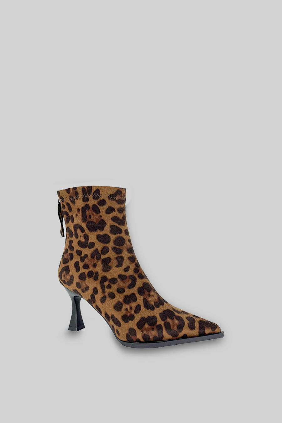 Elegant Suede Ankle Boots - Animal Print