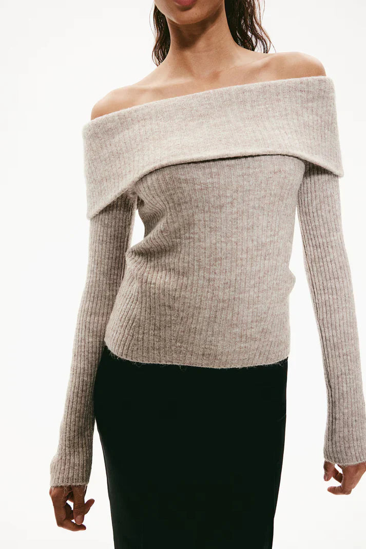 Sila | Off-skulder strik sweater