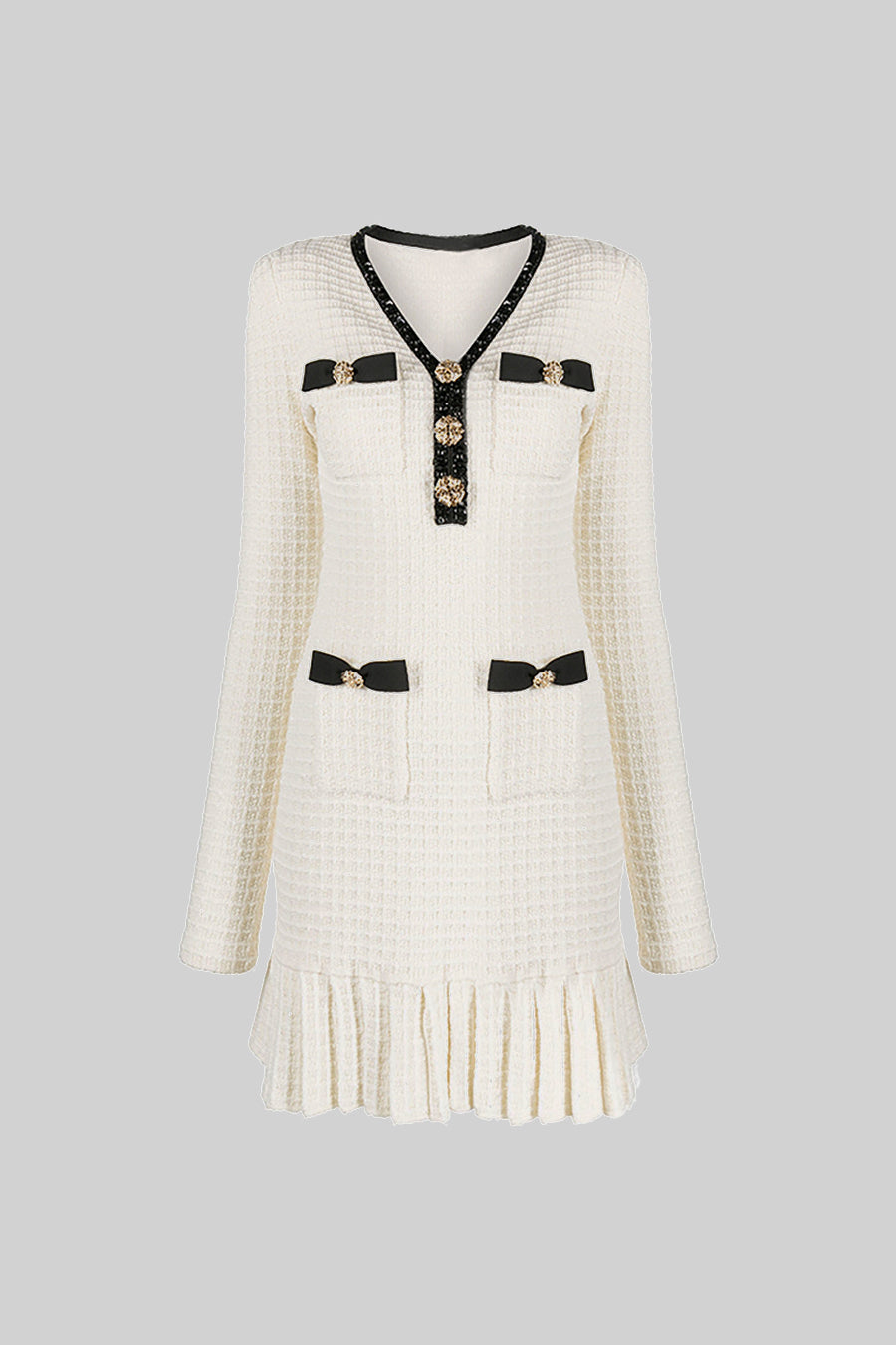 Textured Pattern Knit Dress - Ivoire