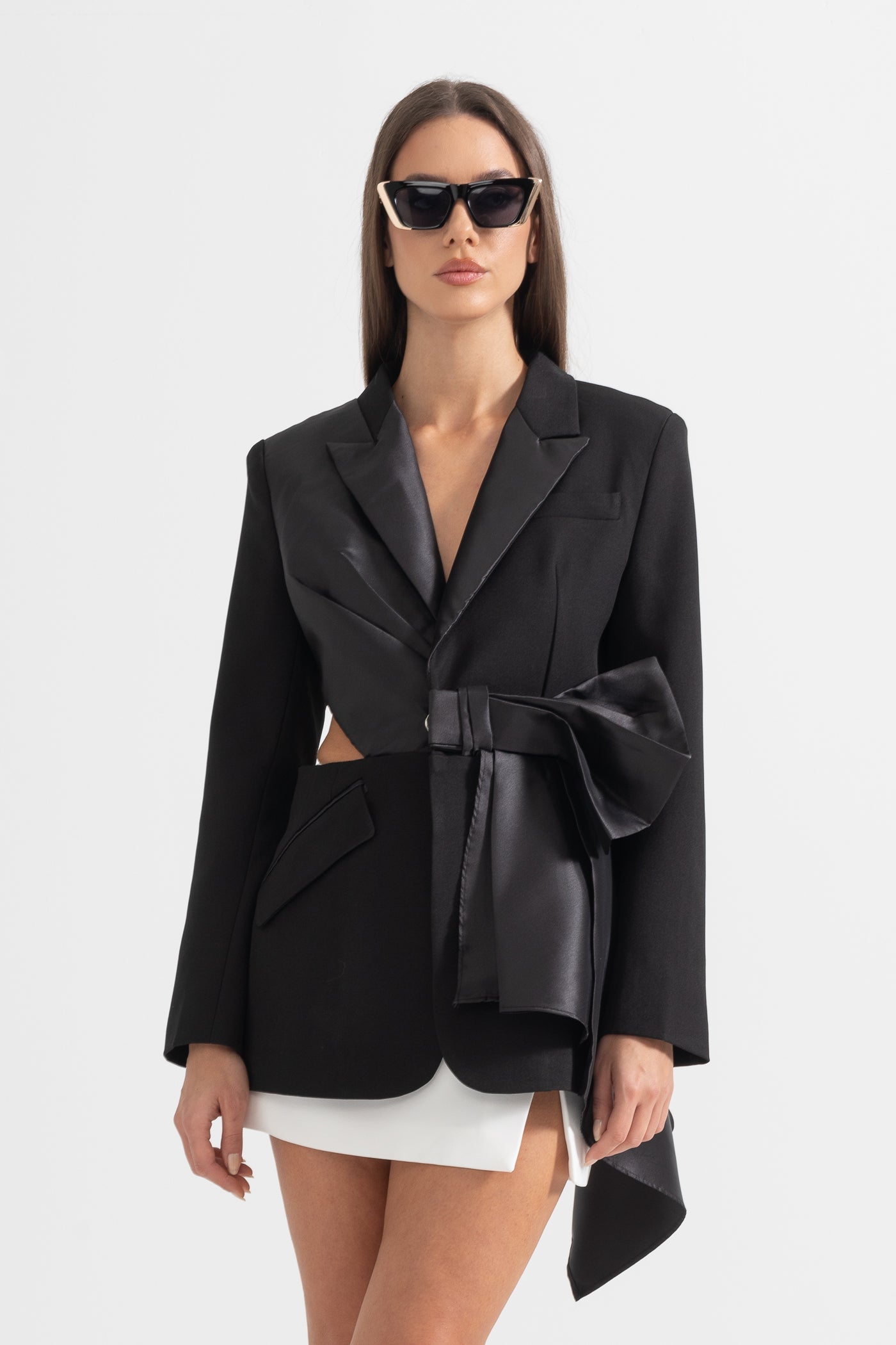 Exquisite Asymmetrical Blazer With Back Cutout - Black