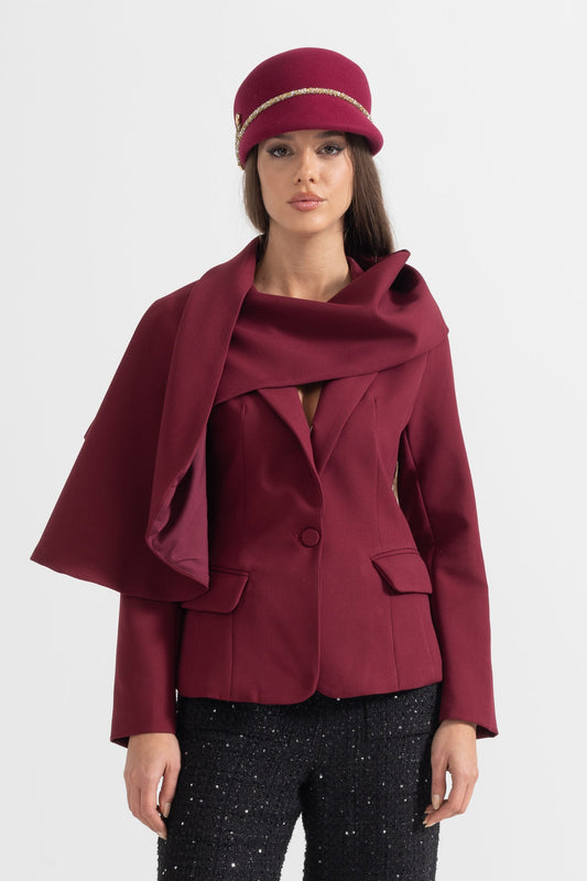 Ariana | Modern Blazer with Asymmetrical Draped Scarf