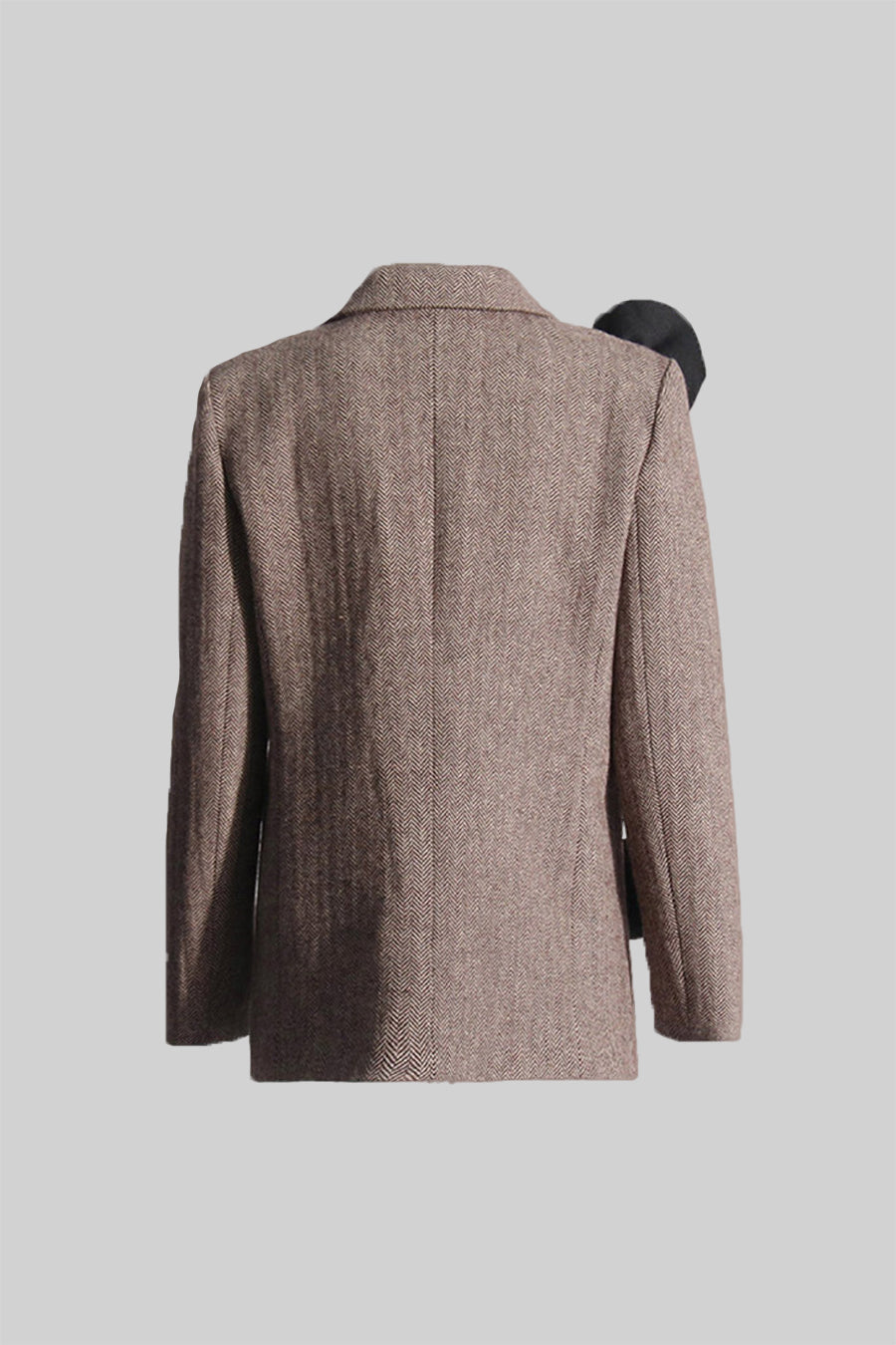 Blomsterpyntet dobbeltbrystet tweed blazer - brun