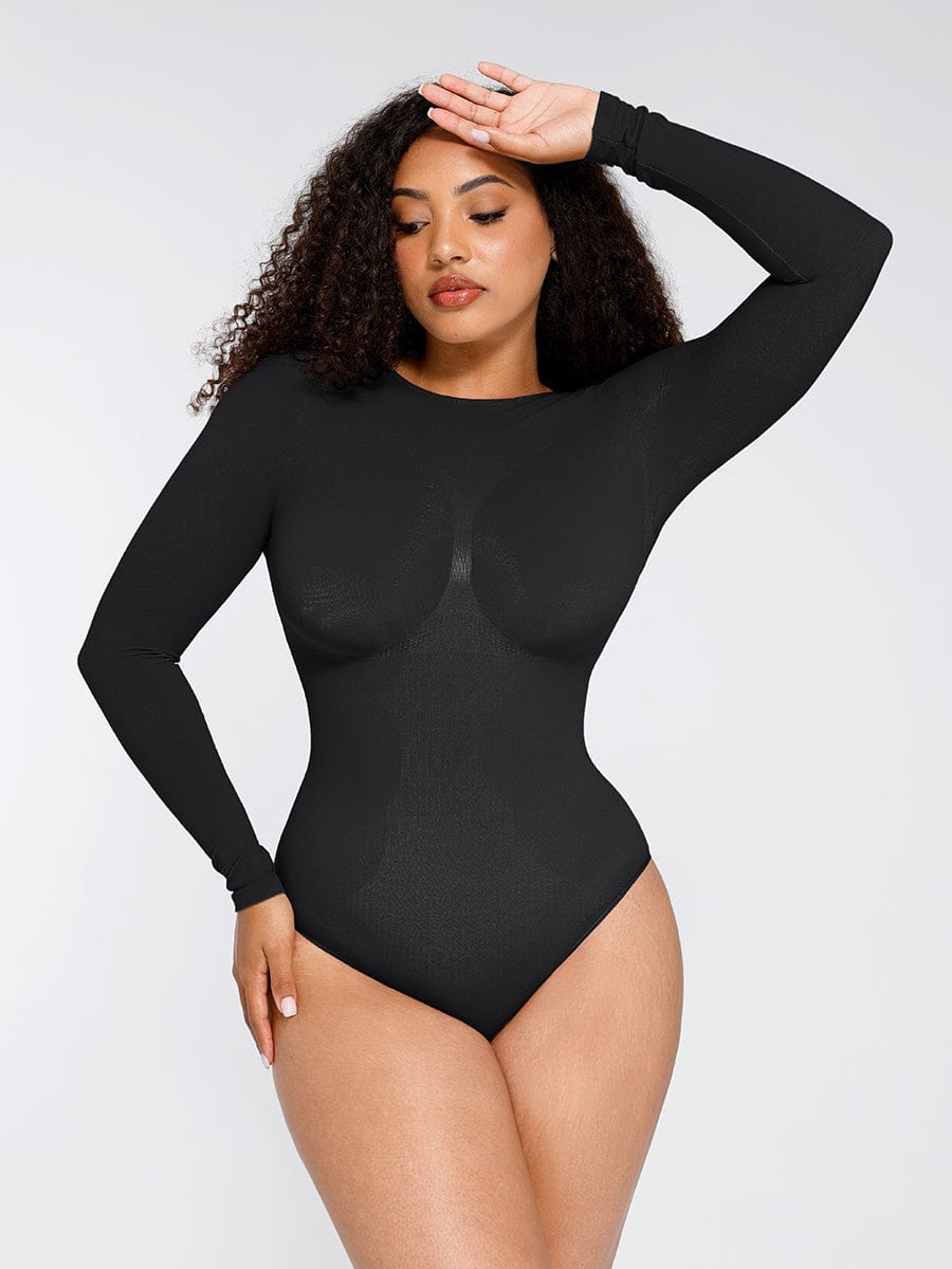 Langærmet thong bodysuit