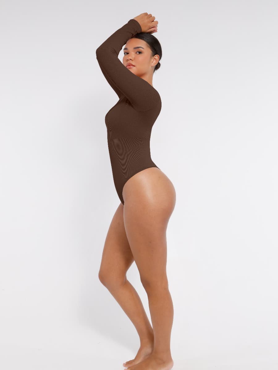 V-hals langærmet bodysuit