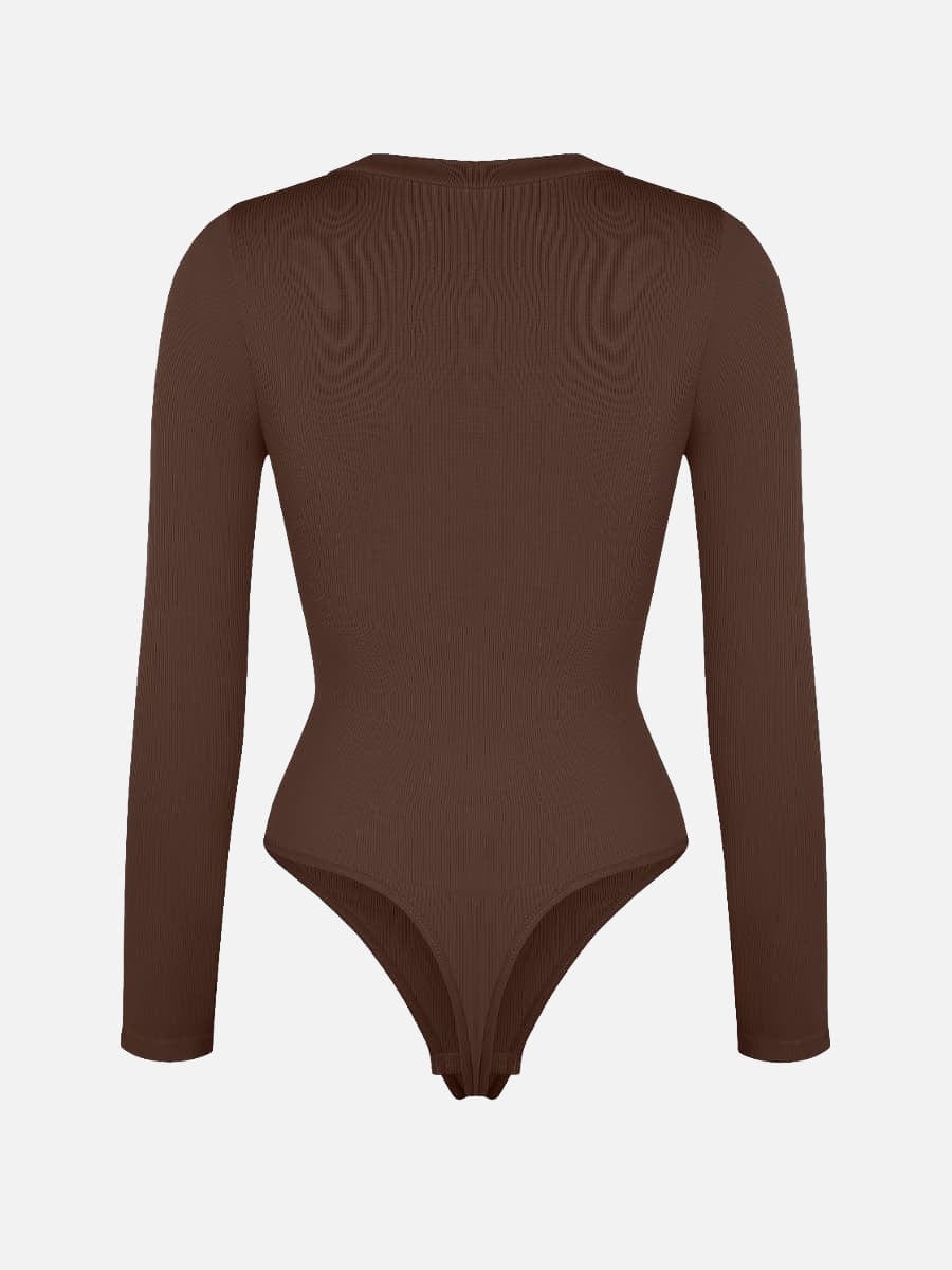 V-hals langærmet bodysuit