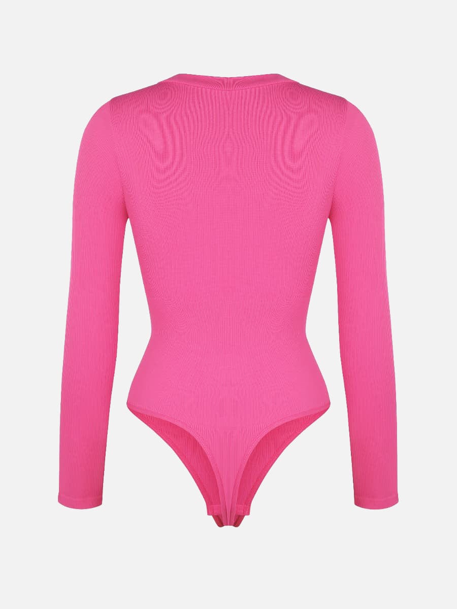 V-hals langærmet bodysuit