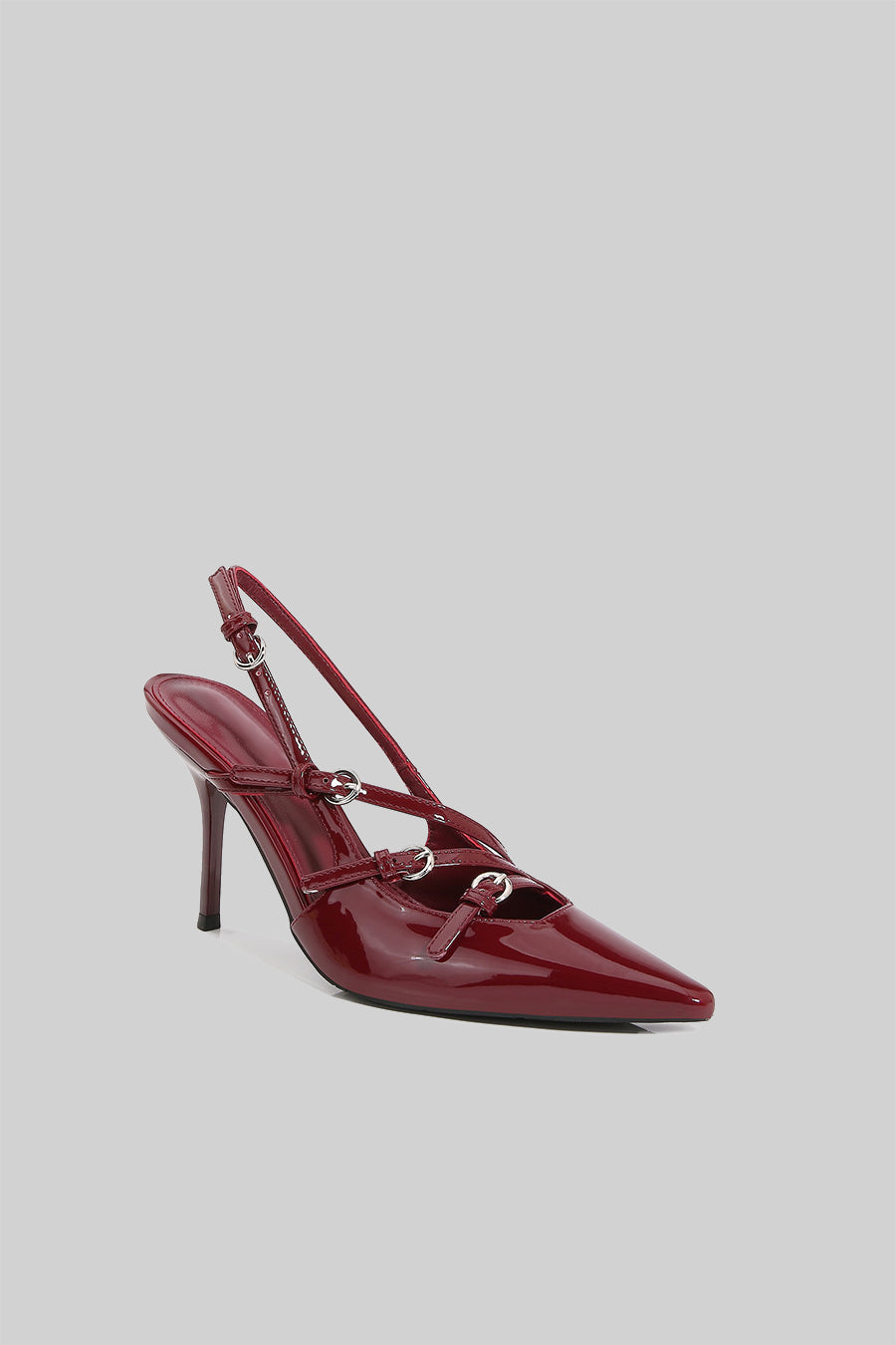 Glossy Slingback Heels - Bourgogne